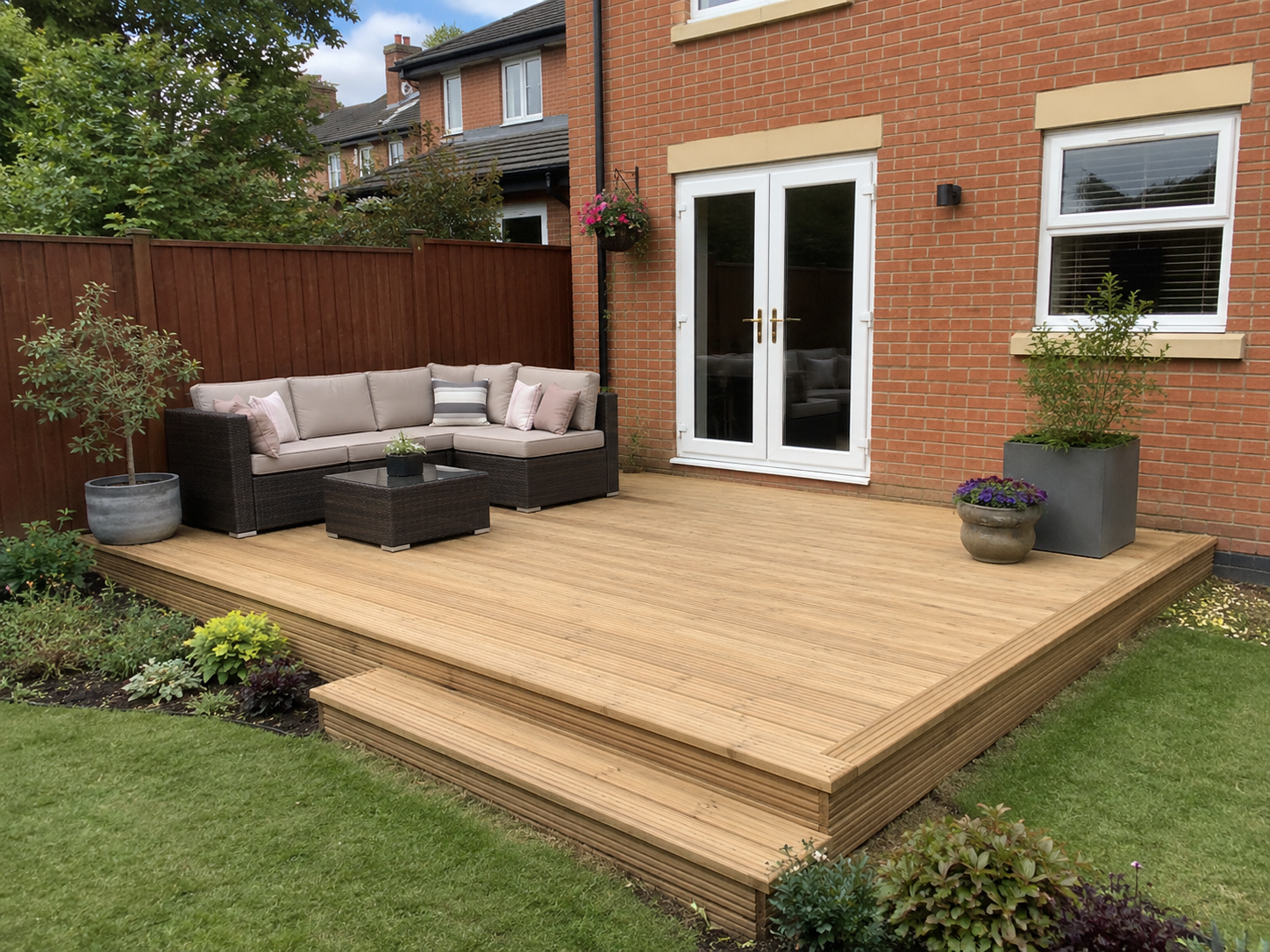 Completed garden decking project