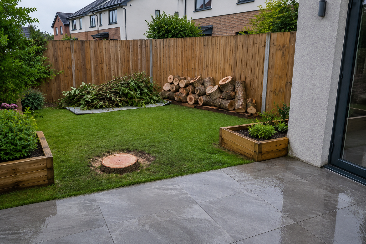 Tidy garden following tree work
