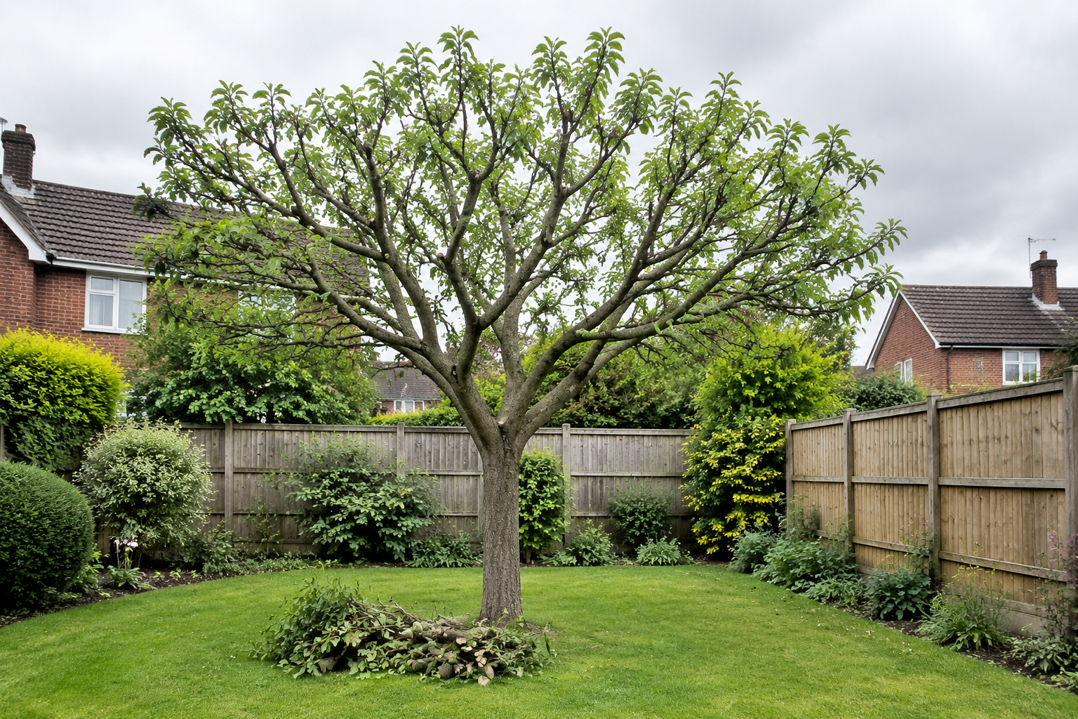 A professionally pruned garden tree