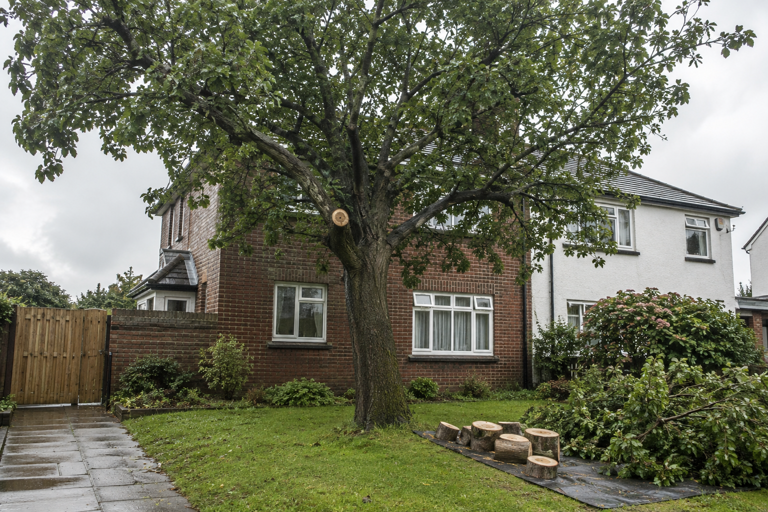 Managed mature garden tree
